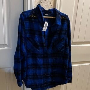 Torrid Black and Blue Plaid Shirt